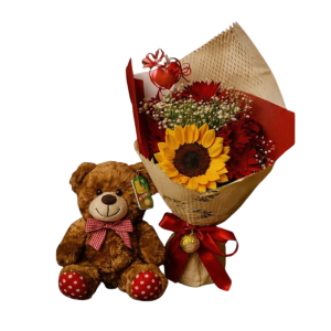 Bouquet misto com urso